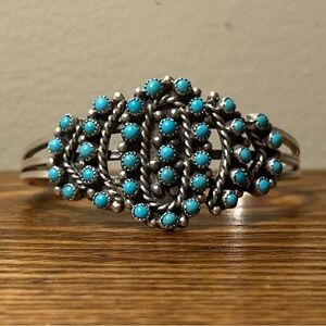 Vintage Sterling Turquoise Bangle Native American Bracelet